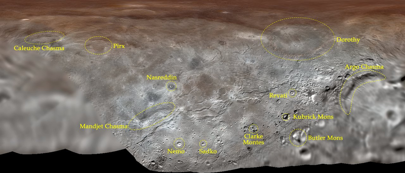 Map projection of Charon, Pluto’s largest moon.